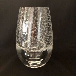 Crystal Hand Blown & Shaped Vase Clear Bubbles Made in Poland